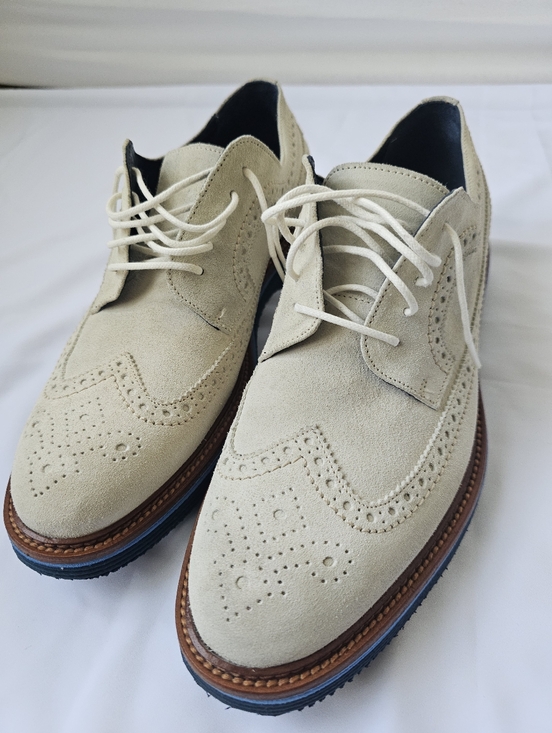 Johnston & Murphy Light Beige Suede Wingtip Derbys main image 10